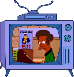 Much Apu About Nothing
Mucho Apu y pocas nueces
¿Y Dónde Está el Inmigrante?
Los Simpsons Temporada 7 Episodio 23