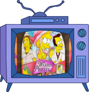 Warrin' Priests
Guerra y Pastores
Guerra de Clérigos
Los Simpsons Temporada 31 Episodio 19